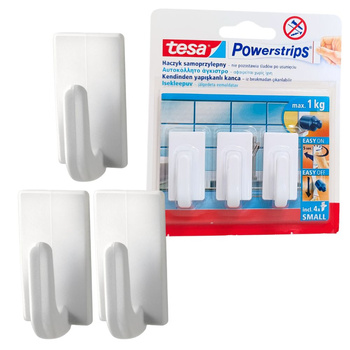 Haczyk samoprzylepny POWERSTRIPS 1kg 3szt biały prostokątny TESA