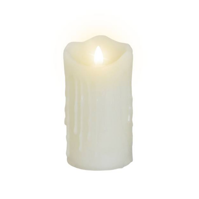 Świeca znicz LED efekt płomienia 7.5x15 biała na baterie