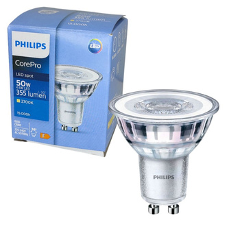 Żarówka LED GU10 4.6W 3000K 355lm barwa ciepła 36° kąt świecenia PHILIPS