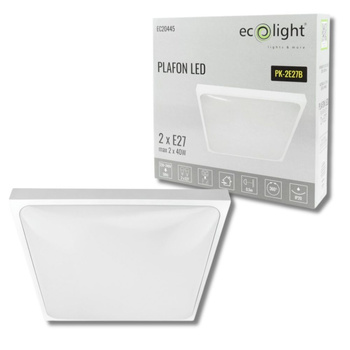 Plafon lampa sufitowa LED 2xE27 kwadratowa biała IP20 Ecolight