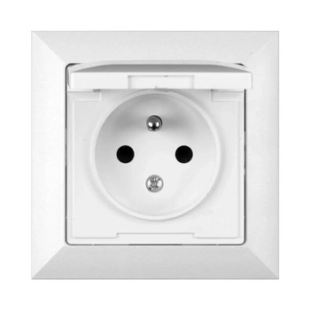 OPAL Gniazdo pojedyncze z uziemieniem z klapką GPT-16 OPH BIAŁY Timex