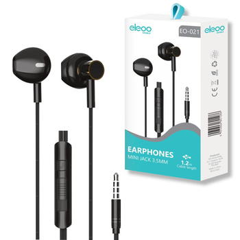 Zestaw słuchawkowy jack 3,5mm CZARNY 1,2m do telefonu EO-021 eleoo