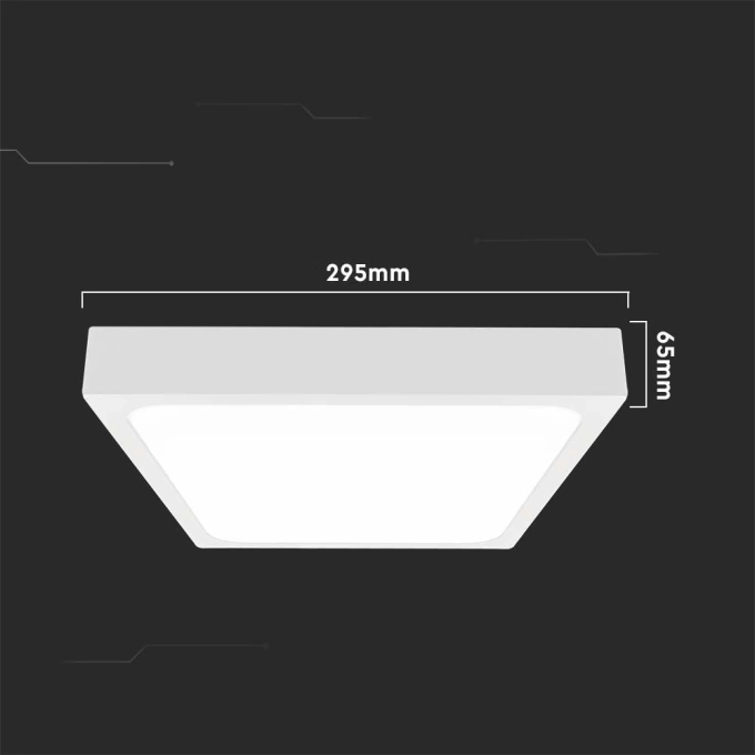 Plafon lampa LED 24W 4000K 2400lm IP44 biały kwadratowy V-TAC