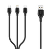 Kabel USB 3w1 USB do microUSB, USB-C, Lightning  1m 2.1A czarny NB103 XO