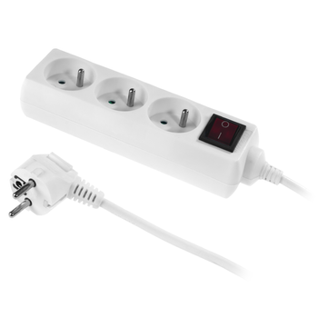 Przedłużacz z włącznikiem 3 gniazda z uziemieniem 3m 10A Biały Plastrol