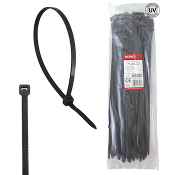 Opaski kablowe zaciskowe 7,6x450 UV czarne trytki ERKO
