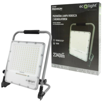 Naświetlacz przenośny LED 100W 5000K 2340lm IP65 akumulator Ecolight