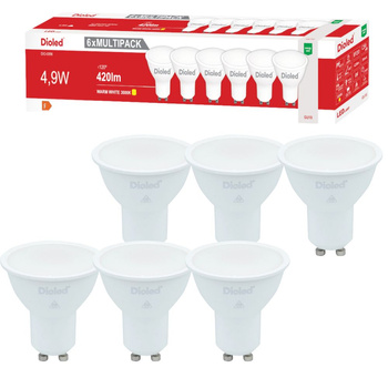 Żarówka LED GU10 4,9W 3000K 420lm barwa ciepła Dioled - 6 SZTUK