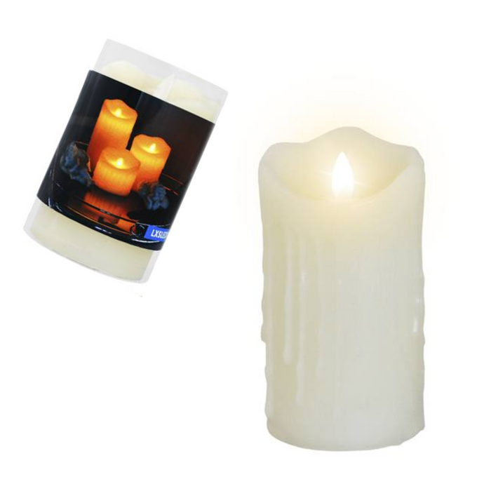 Świeca znicz LED efekt płomienia 7.5x15 biała na baterie
