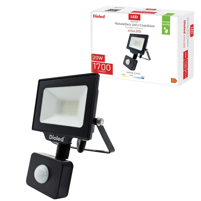 Naświetlacz halogen LED ATRIA 20W 6500K 1700lm z czujnikiem ruchu IP44