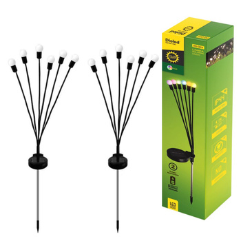 Lampa solarna wbijana 6x kulka LED RGB 2 sztuki Dioled