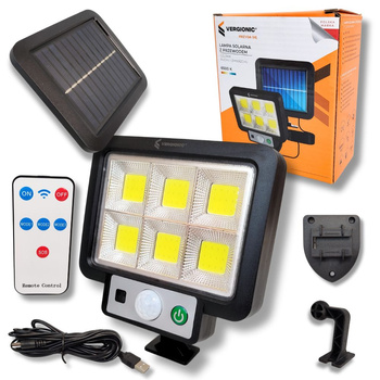 Lampa solarna LED COB 15W 100lm z czujnikiem ruchu IP44 VERGIONIC