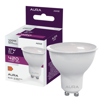 Żarówka LED GU10 5W 4000K 420lm barwa neutralna A002 Aura
