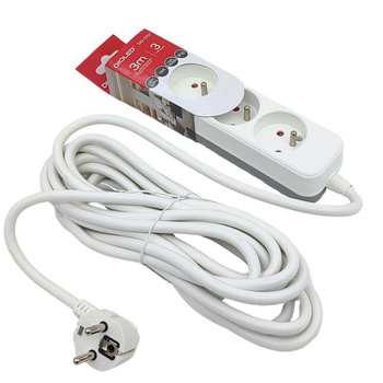 Przedłużacz 3 gniazda z uziemieniem 3m BIAŁY 1,5mm2 DIO-0707 Dioled
