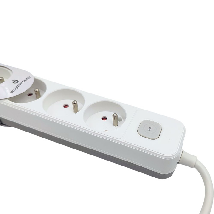 Przedłużacz 5 gniazd z uziemieniem + włącznik 3m BIAŁY DIO-0716 Dioled