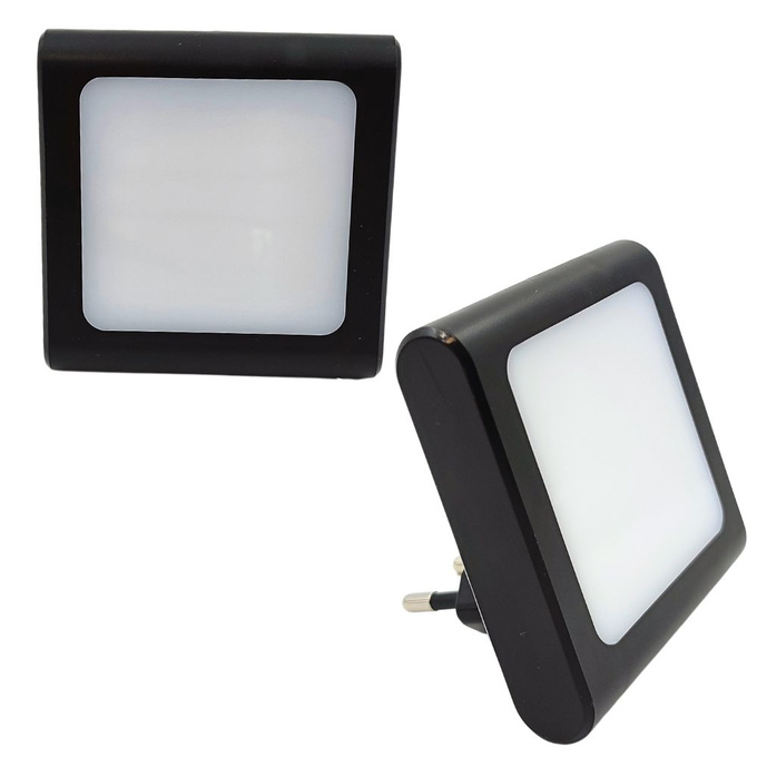 Lampka nocna do gniazdka LED 10lm ciepła czujnik zmierzchu DIM CZARNA Dioled
