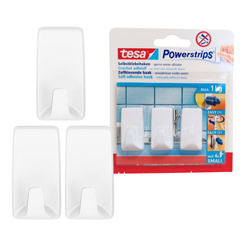 Haczyk samoprzylepny POWERSTRIPS 1kg 3szt biały prostokątny TESA