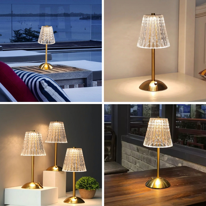 Lampka bezprzewodowa dekoracyjna LED 3W 50lm 3 barwy CCT ZŁOTA USB-C Q021C