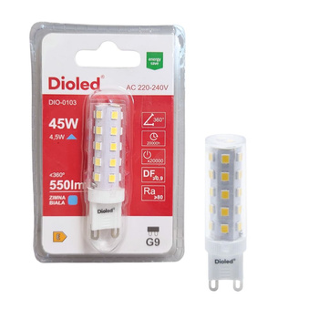 Żarówka LED G9 4,5W 6500K 550lm barwa zimna kapsułka Dioled