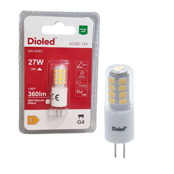 Żarówka LED 12V G4 3W 4000K 360lm barwa neutralna kapsułka Dioled