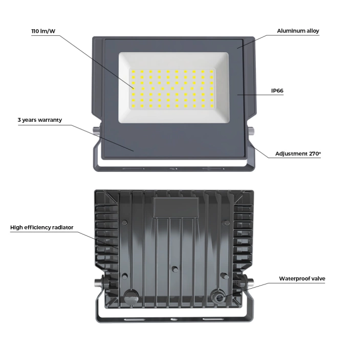 Naświetlacz halogen LED ASPIRE 100W 6000K 11000lm IP66 Forever Light