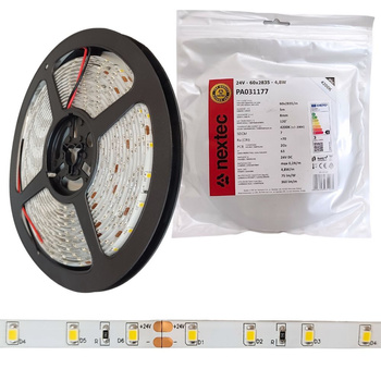 Taśma LED 24V 5m 4,8W/m 360lm/m 4200K IP63 Nextec