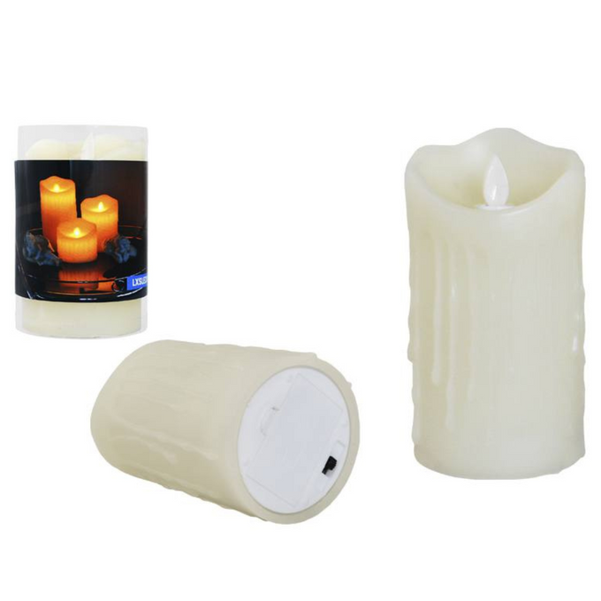 Świeca znicz LED efekt płomienia 7.5x15 biała na baterie