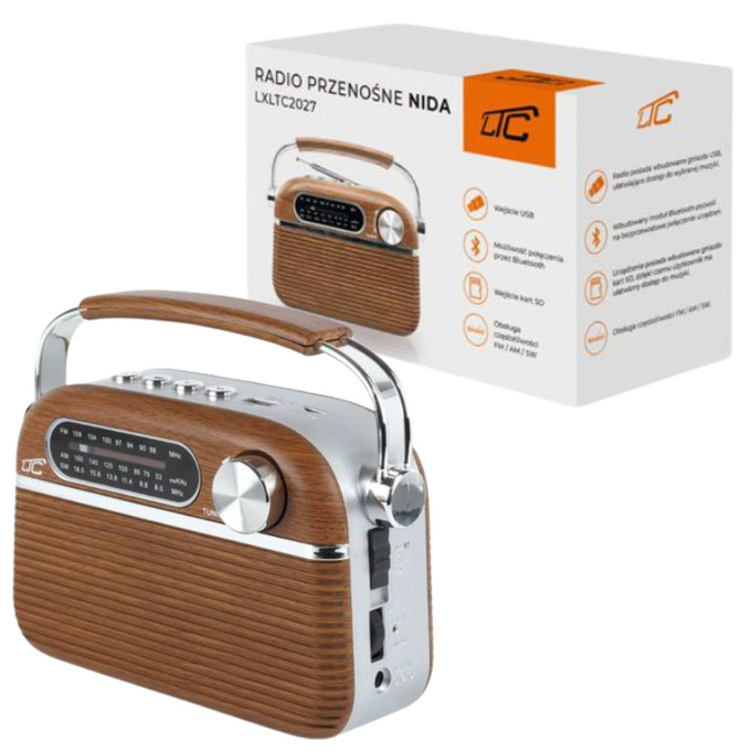 Radio przenośne NIDA RETRO AM/FM/MP3/USB/SD LTC2027 LTC