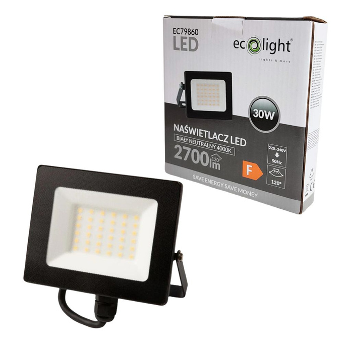 Naświetlacz halogen LED 30W 4000K 2700lm IP65 Ecolight