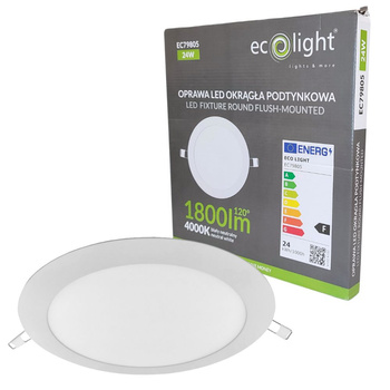 Oprawa downlight podtynkowa LED 24W 4000K 1920lm IP20 okrągła Ecolight