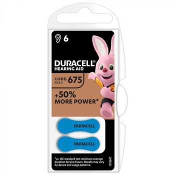 Baterie do aparatów słuchowych 675 / PR44 Blister 6 sztuk Duracell Activair