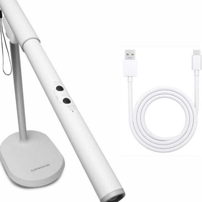 Lampka biurkowa LED 8W 2W1 latarka AMSTERDAM biała SVENSSO