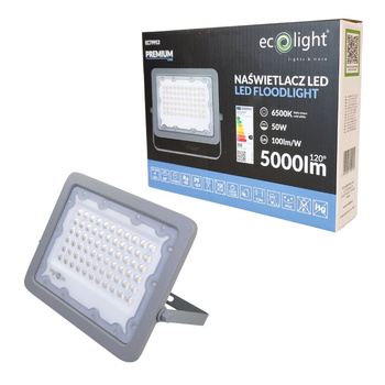 Naświetlacz halogen LED 50W 6500K 5000lm IP65 Ecolight