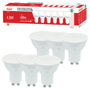 Żarówka LED GU10 4,9W 4000K 420lm barwa neutralna Dioled - 6 SZTUK