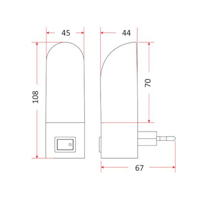 Lampka nocna LED do gniazdka biała ciepła LN-05