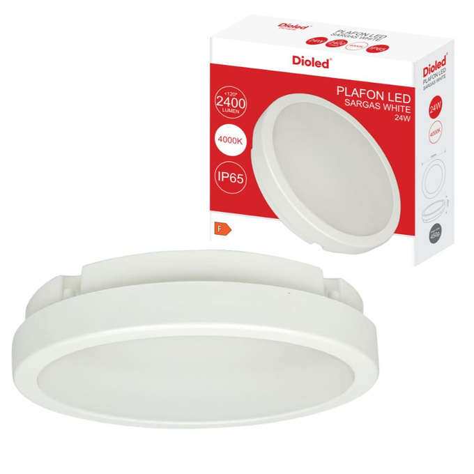 Plafon lampa LED SARGAS 24W 4000K 2400lm IP65 biały Dioled