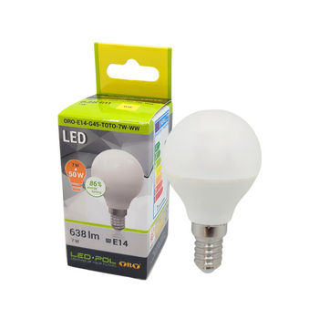 Żarówka LED kulka E14 7W 3000K 638lm barwa ciepła Led-Pol