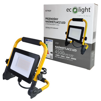 Naświetlacz przenośny LED 50W 4000K 4500lm IP44 lampa robocza Ecolight