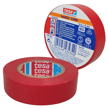 Taśma elektroizolacyjna PVC 20m x 19mm czerwona TESA
