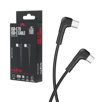 Kabel kątowy USB-C - USB-C 1m 60W PD czarny MXUC-09 FL