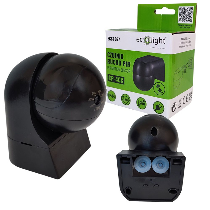 Czujnik ruchu PIR CP-4CC IP44 12m czarny Ecolight