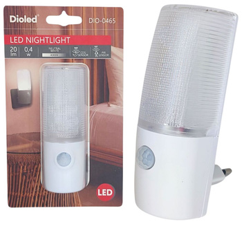 Lampka nocna LED 0,4W 4000K do kontaktu czujnik zmierzchu i ruchu DIO-0465 Dioled