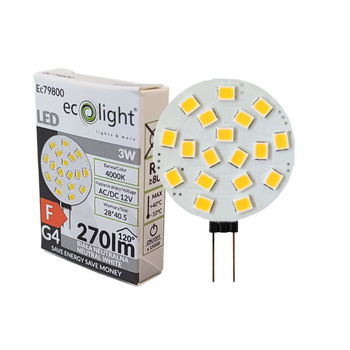 Żarówka LED 12V G4 3W 4000K 270lm barwa neutralna kolista Ecolight