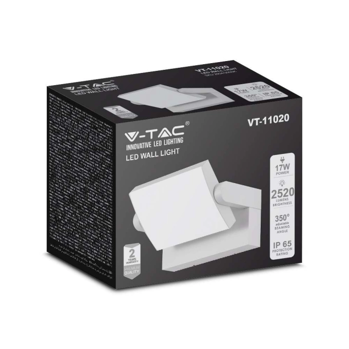 Lampa elewacyjna LED 17W 4000K 2580lm biała IP65 V-TAC
