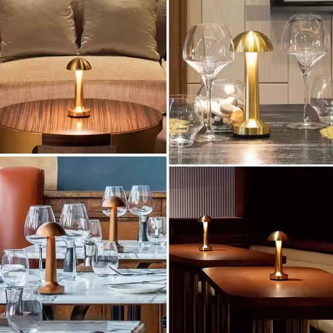 Lampka bezprzewodowa dekoracyjna LED 3W 40lm CCT 3 barwy światła złota USB-C Q042C