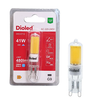 Żarówka LED G9 4W 6500K 480lm COB barwa zimna kapsułka Dioled