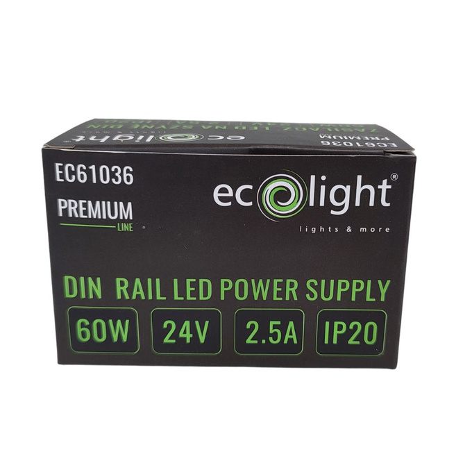 Zasilacz LED 24V 60W 2.5A IP20 na szynę DIN PREMIUM Ecolight