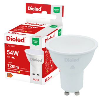 Żarówka LED GU10 8W 3000K 720lm barwa ciepła DIO-0682 Dioled