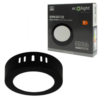 Oprawa natynkowa lampa LED okrągła 6W 660lm 4000K IP20 czarna Ecolight