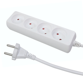 Przedłużacz 4 gniazda bez uziemienia 3m 10A Biały Plastrol